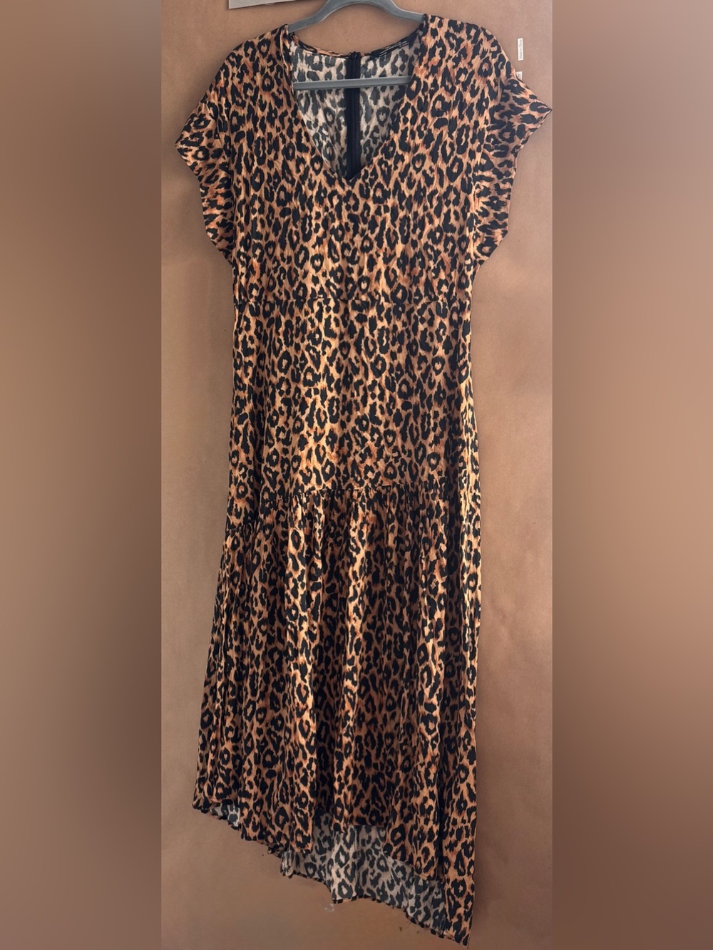 Zara Leopard Print Midi Dress in Brown